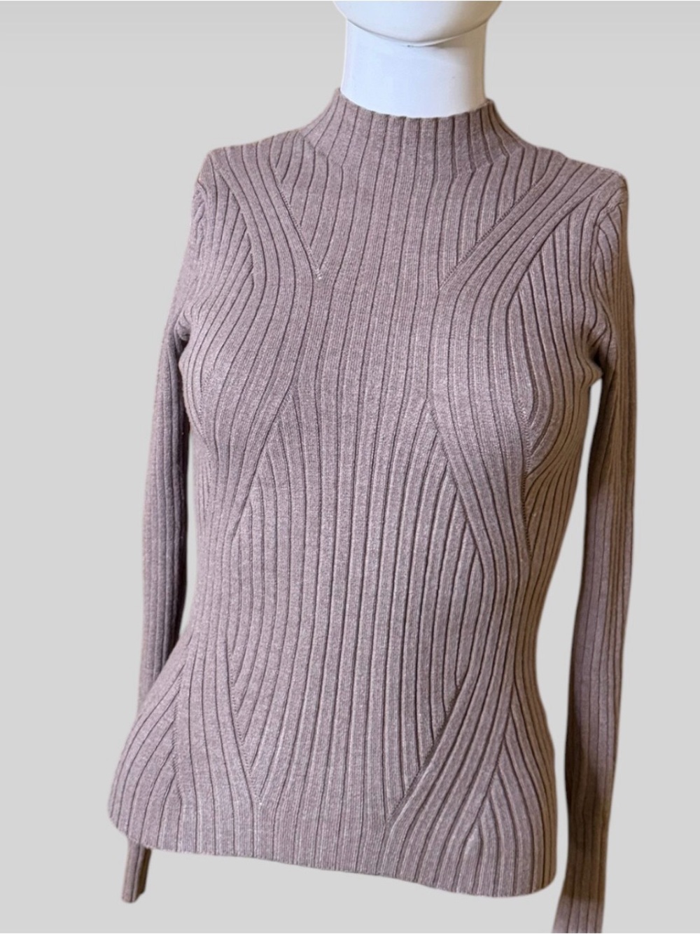 BKE Ribbed Mock Turtleneck Sweater - Mauve